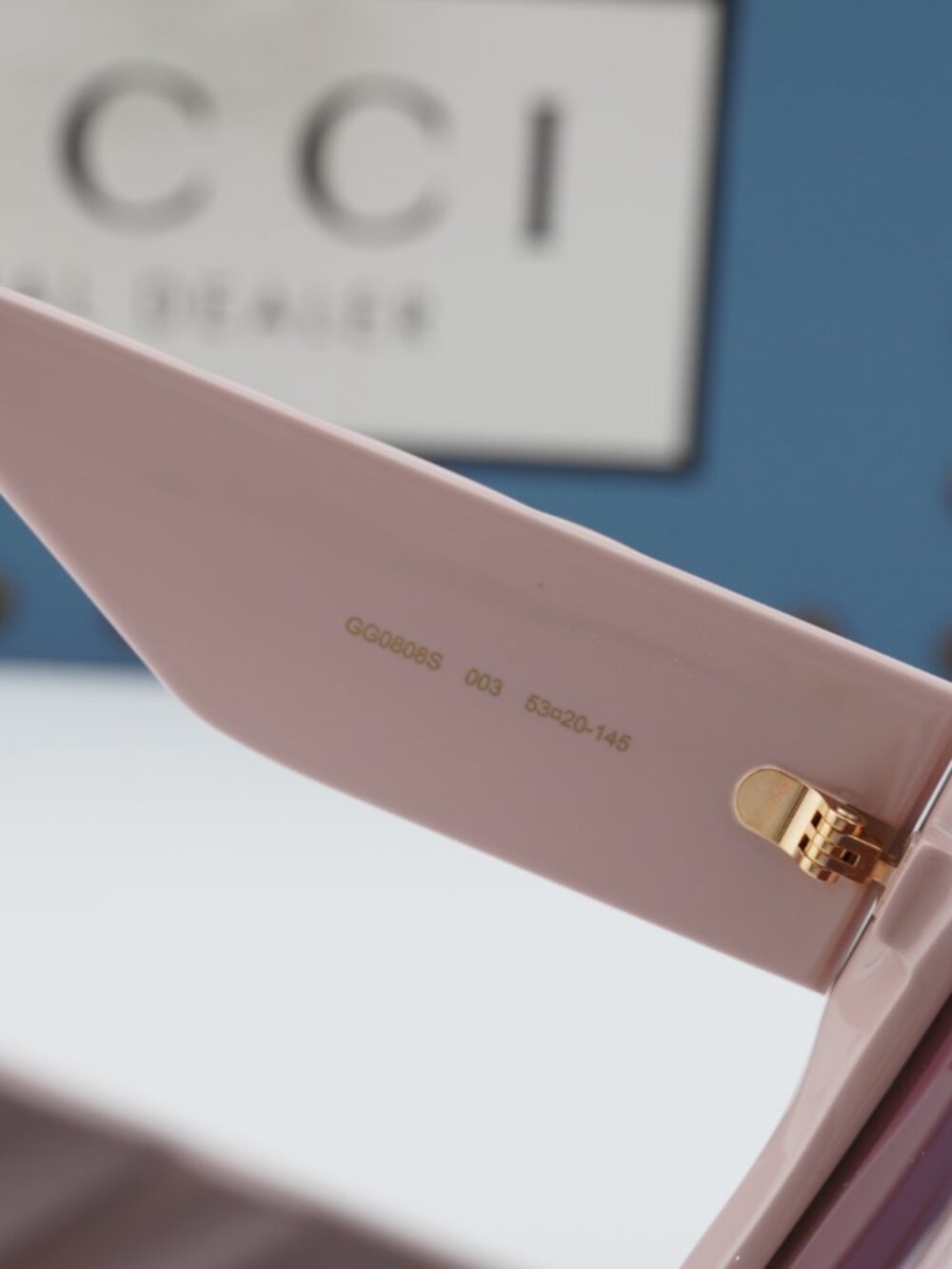 Gucci GG0808S 003 Cat Eye Sunglasses - Shiny Pink / Violet - Picture 7 of 11